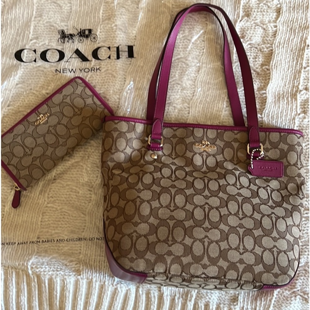Coach handbag and matching wallet.